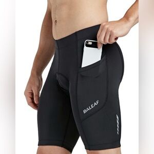 Baleaf Padded Bike Shorts for Men Cycling Shorts Padding Pockets UPF 50+ Black L